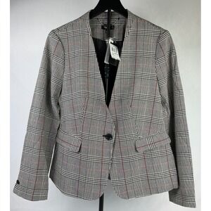 Premise Studio Petite‎ Plaid Blazer Jacket Career Office Professional Chic 10P